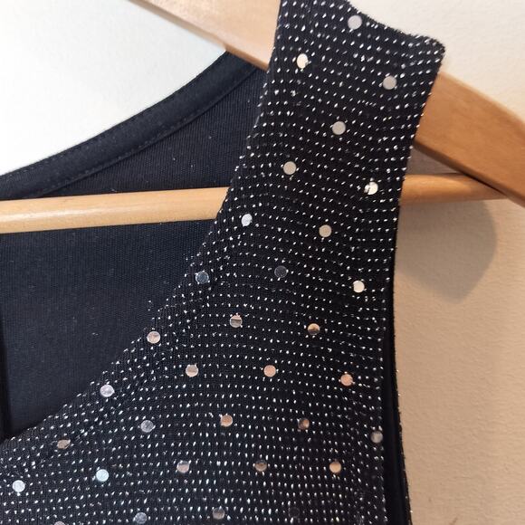 Nally & Millie Silver Paillette Tank Top Shiny Metallic Party - Picture 7 of 11